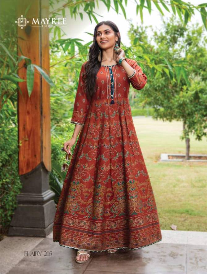 Mayree Flairy 2 Fancy Ethnic Wear Silk Printed  Anarkali Long Kurti Collection